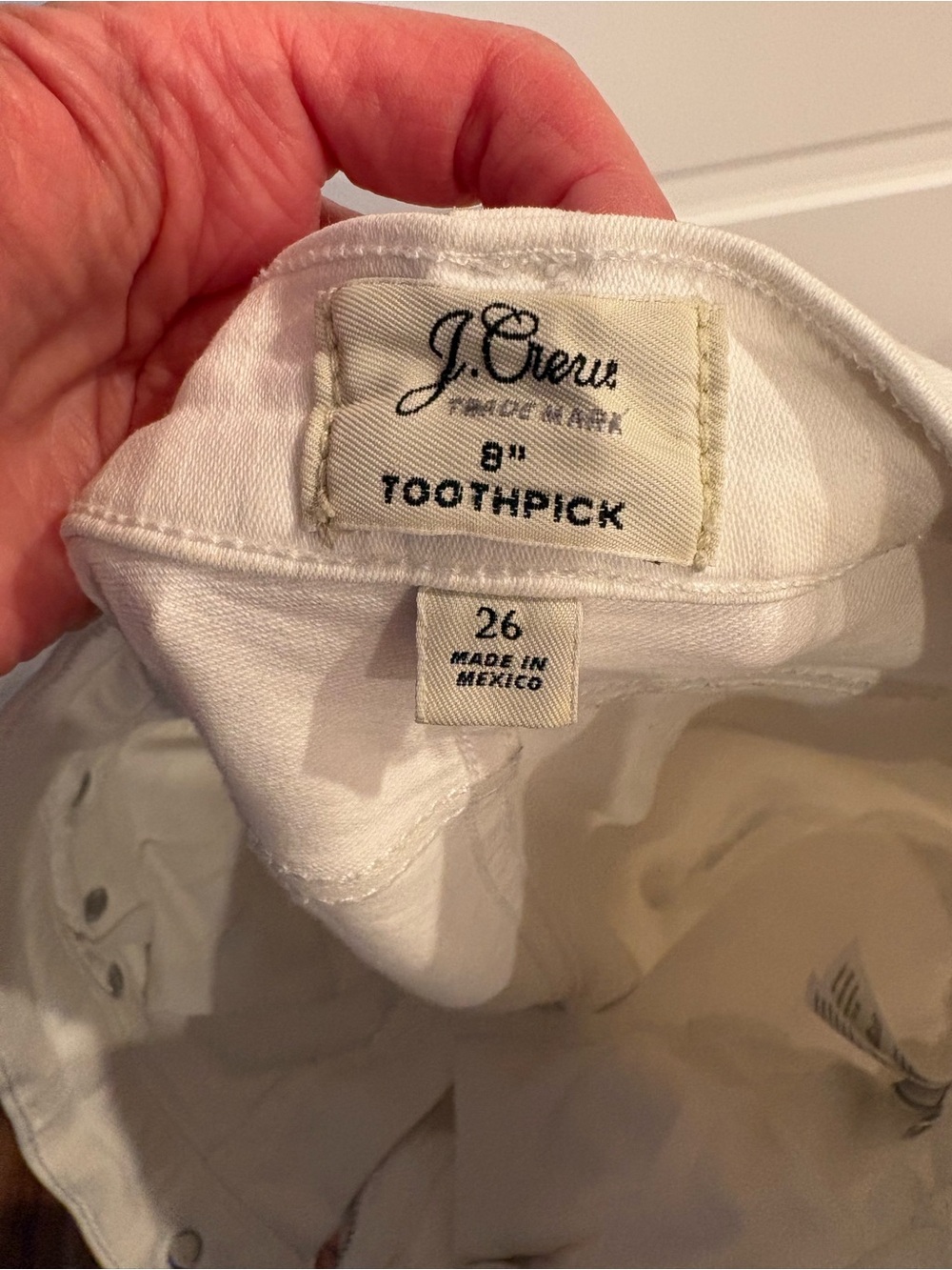 J. Crew White Toothpick 8" High-Rise Jeans